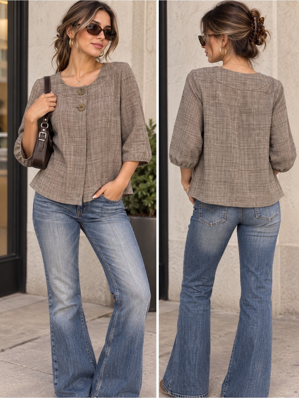 Banana Republic Y2K
Brown Wool Blend Balloon Sleeve
Cape Jacket Size:12